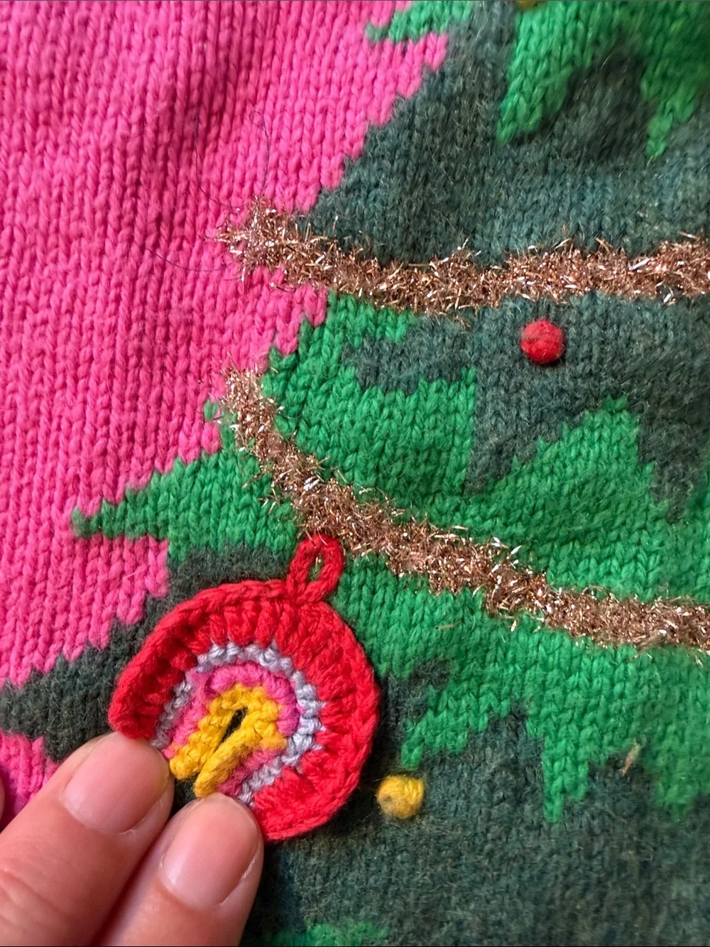 Mini Boden Hot Pink Holiday Sweater Top